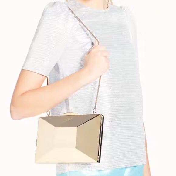 Kate Spade Madison Ave. Collection Emanuelle Gold Metal Mirror Clutch - Picture 2 of 16